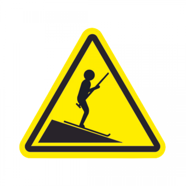 Panneau Triangle DIBOND Danger Téléski TRI-DIB174